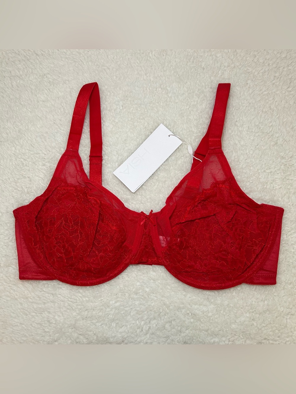 HSIA Enchanted Unlined Lace Underwire Bra 40DD Red NEW